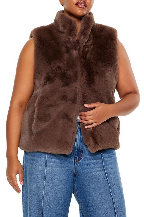 Forever21 Plus Size Faux Fur Vest ESPRESSO