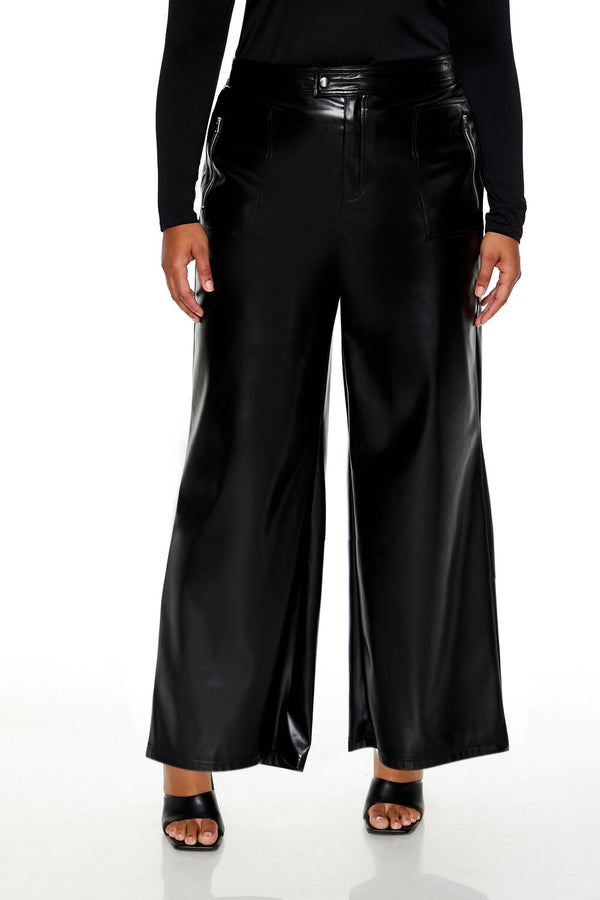 Forever21 Plus Size Faux Leather Pants BLACK