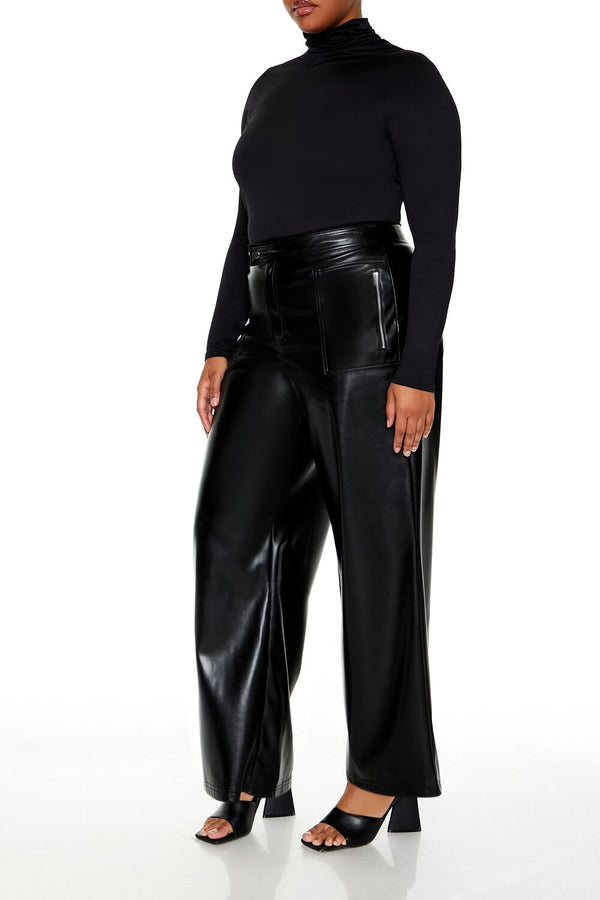 Forever21 Plus Size Faux Leather Pants BLACK