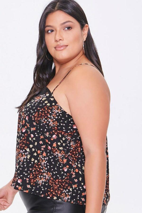 Forever21 Plus Size Floral Print Cami BLACK/MULTI