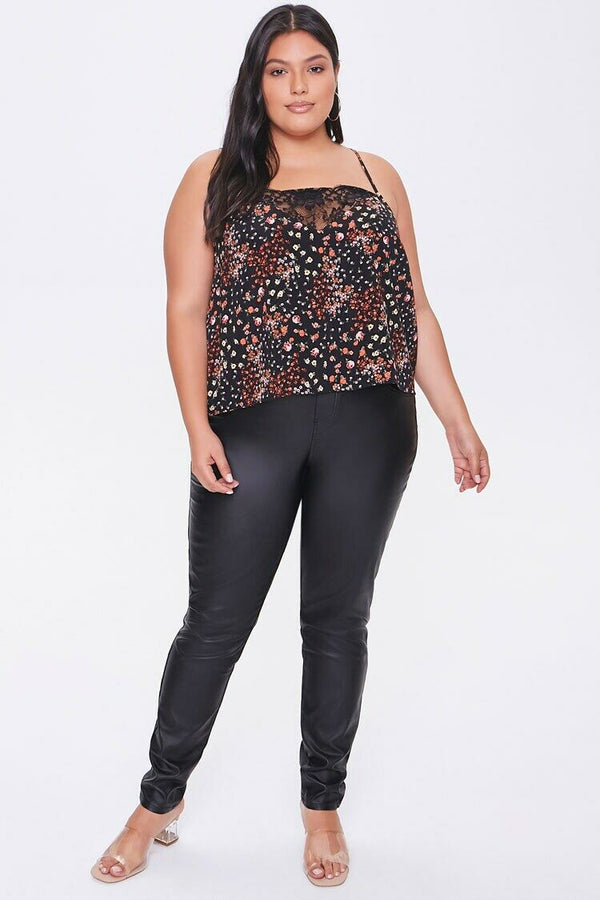 Forever21 Plus Size Floral Print Cami BLACK/MULTI