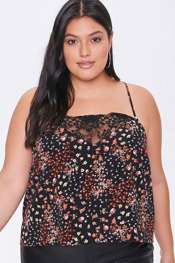 Forever21 Plus Size Floral Print Cami BLACK/MULTI