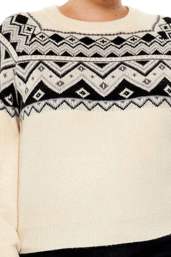 Forever21 Plus Size Geo Print Sweater CREAM/BLACK