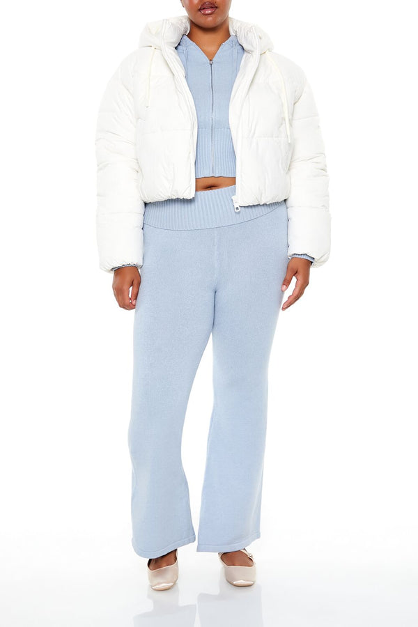 Forever21 Plus Size Hooded Puffer Jacket WHITE