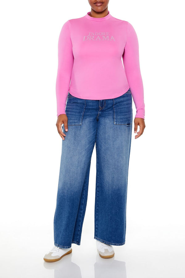 Forever21 Plus Size Jadore Drama Top PINK/MULTI