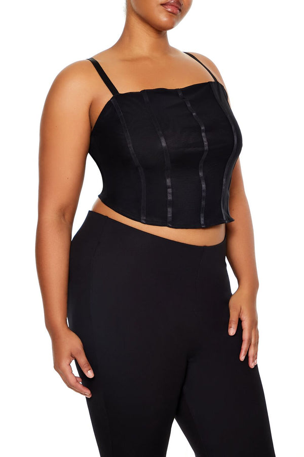 Forever21 Plus Size Lace-Up Cropped Cami BLACK