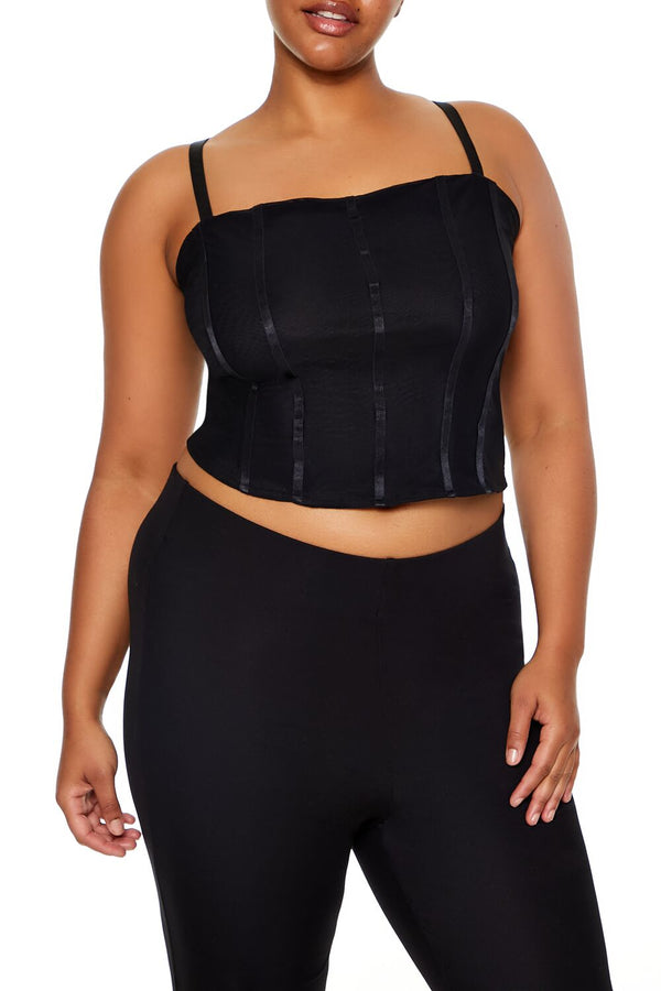 Forever21 Plus Size Lace-Up Cropped Cami BLACK