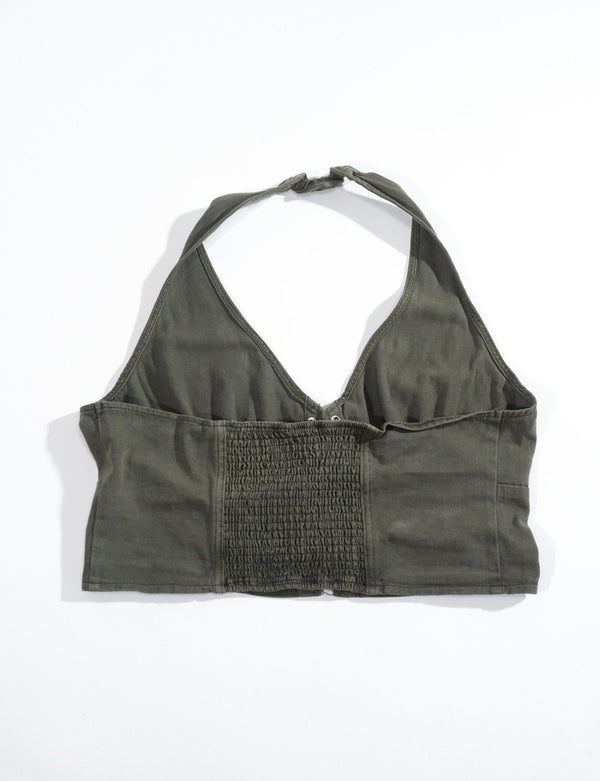 Forever21 Plus Size Lace-Up Halter Top GREEN