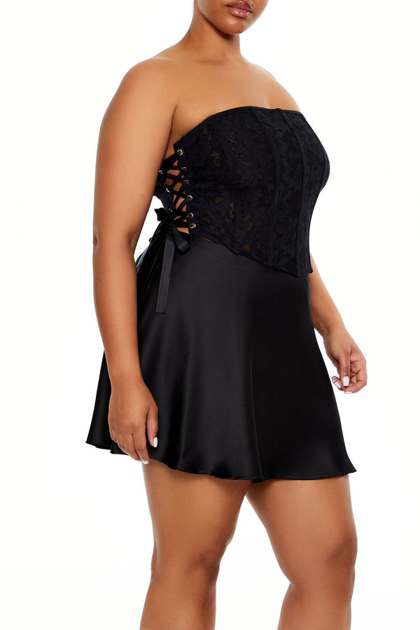 Forever21 Plus Size Lace-Up Tube Top BLACK