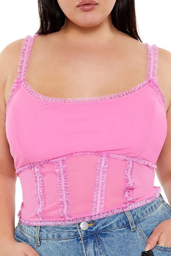 Forever21 Plus Size Mesh Ruffle-Trim Cami AZALEA