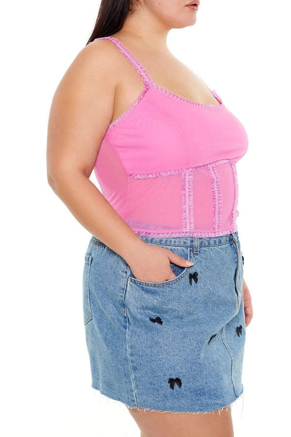 Forever21 Plus Size Mesh Ruffle-Trim Cami AZALEA