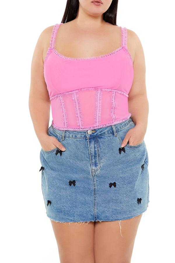 Forever21 Plus Size Mesh Ruffle-Trim Cami AZALEA