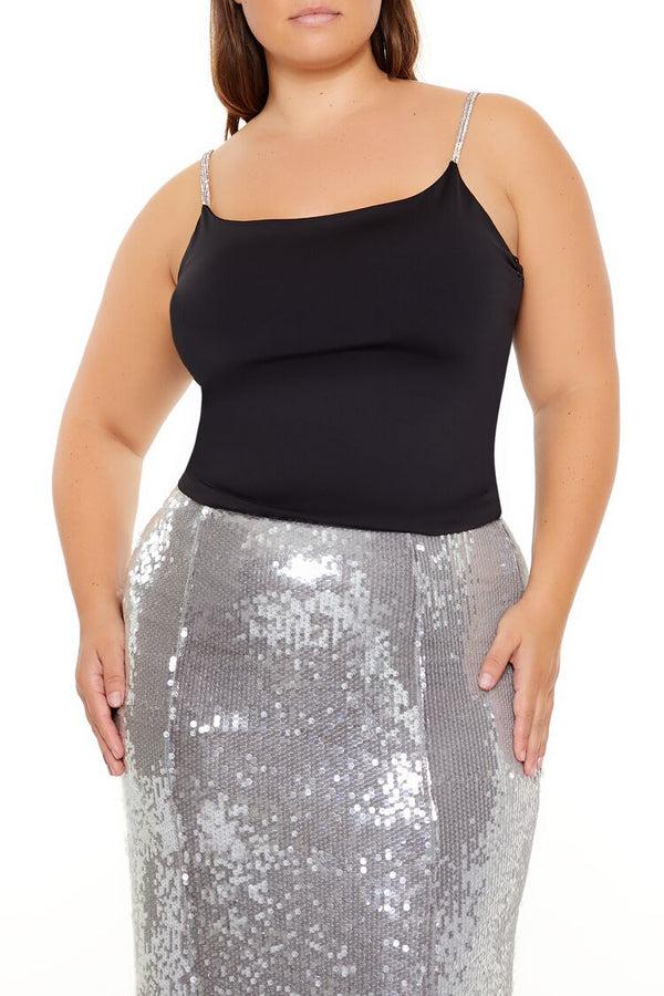 Forever21 Plus Size Rhinestone-Strap Cami BLACK