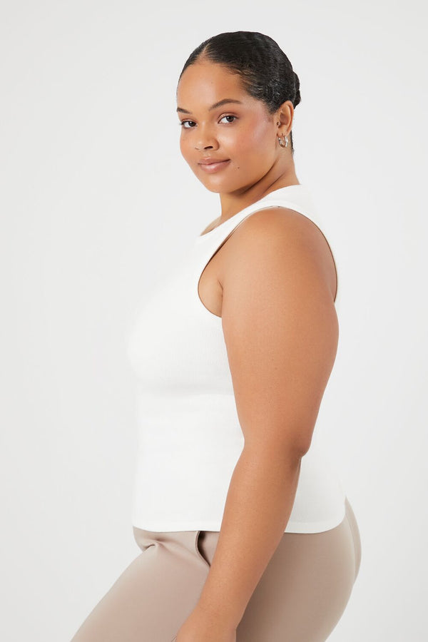 Forever21 Plus Size Ribbed Knit Tank Top VANILLA