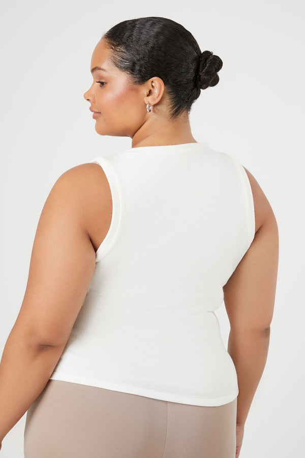 Forever21 Plus Size Ribbed Knit Tank Top VANILLA