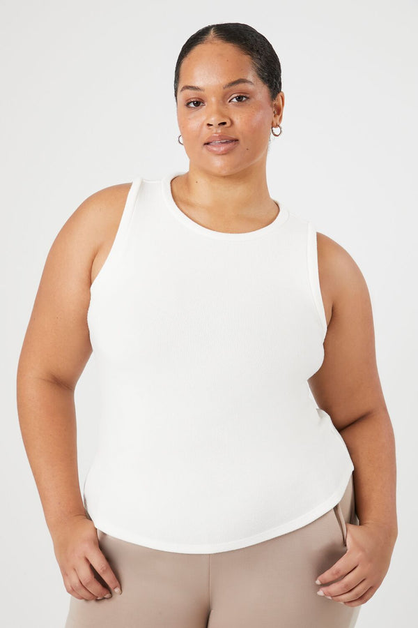 Forever21 Plus Size Ribbed Knit Tank Top VANILLA