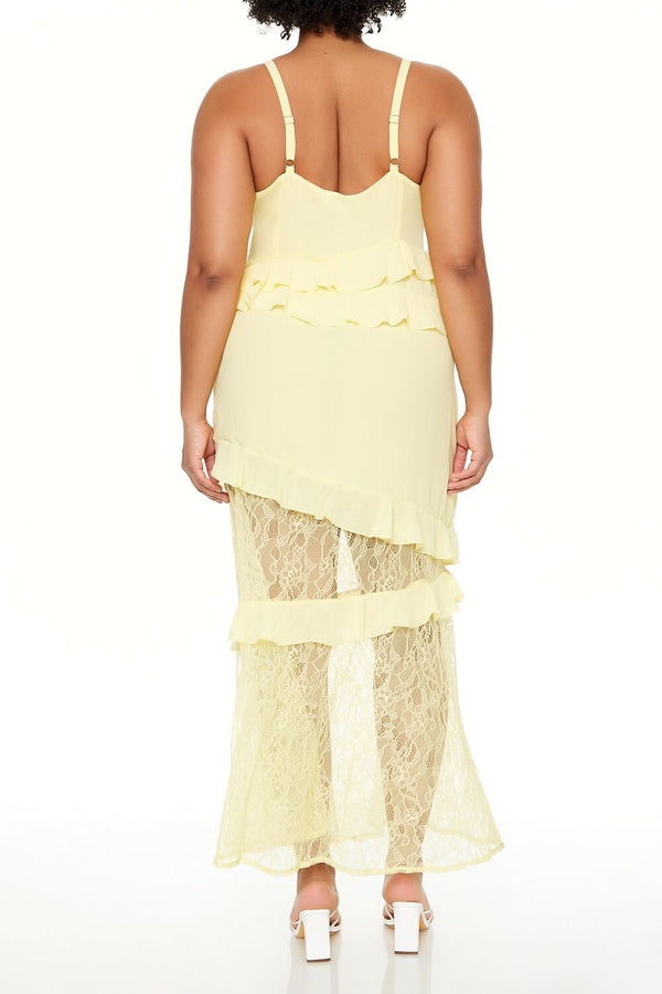 Forever21 Plus Size Ruffle Maxi Dress LIGHT YELLOW