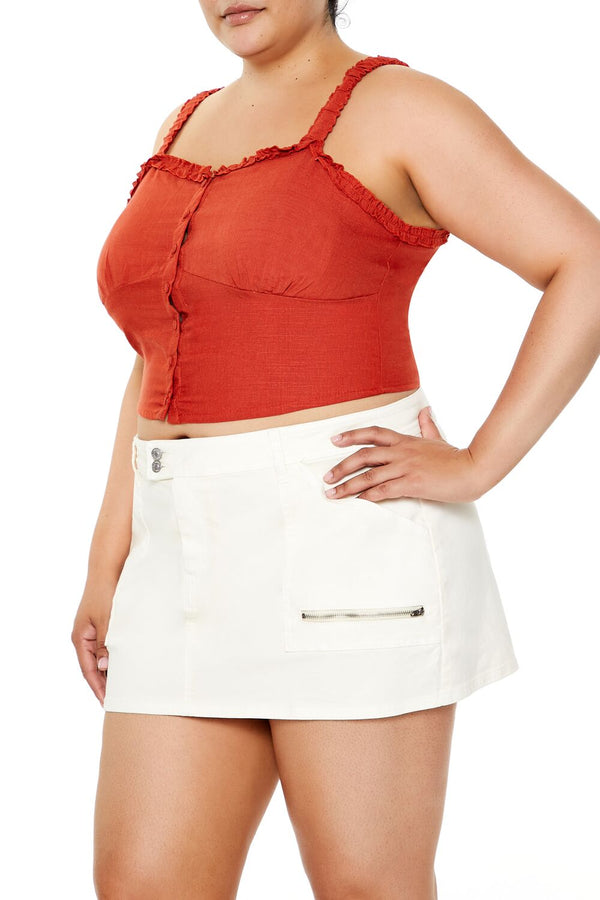 Forever21 Plus Size Ruffle-Trim Crop Top ORANGE