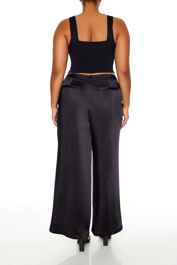 Forever21 Plus Size Satin Cargo Pants BLACK