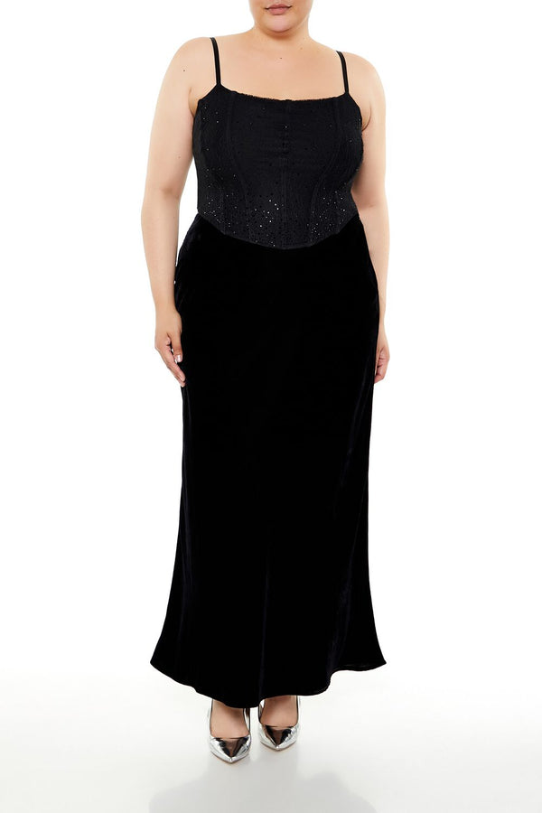 Forever21 Plus Size Sequin Corset Cami BLACK