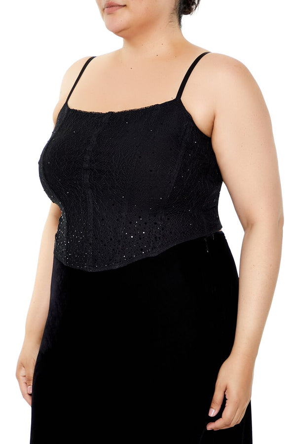 Forever21 Plus Size Sequin Corset Cami BLACK