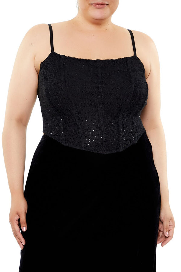 Forever21 Plus Size Sequin Corset Cami BLACK