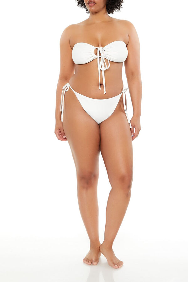 Forever21 Plus Size String Bikini Bottoms WHITE