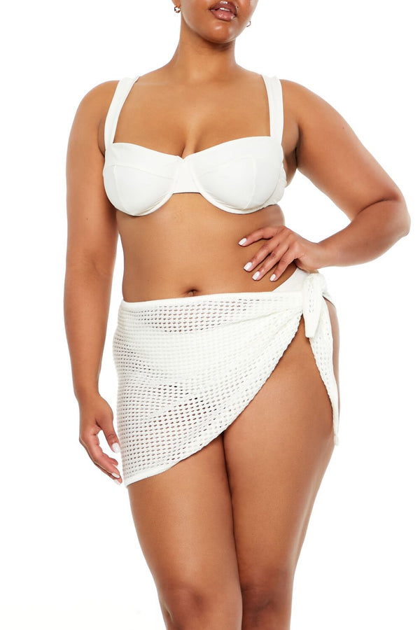 Forever21 Plus Size Swim Cover-Up Mini Skirt WHITE