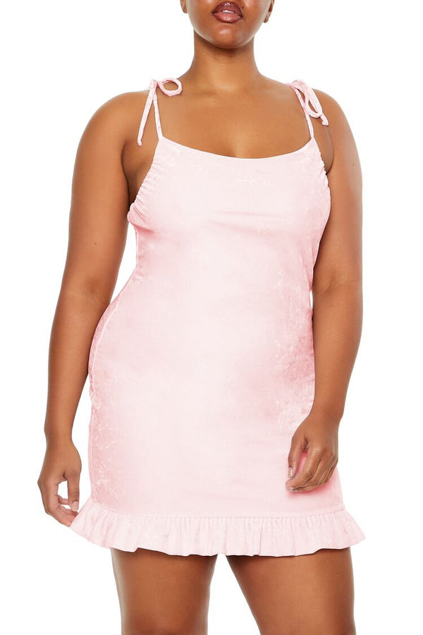 Forever21 Plus Size Tie-Strap Mini Dress PINK