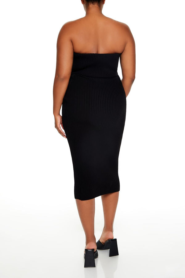 Forever21 Plus Size Tube Midi Sweater Dress BLACK
