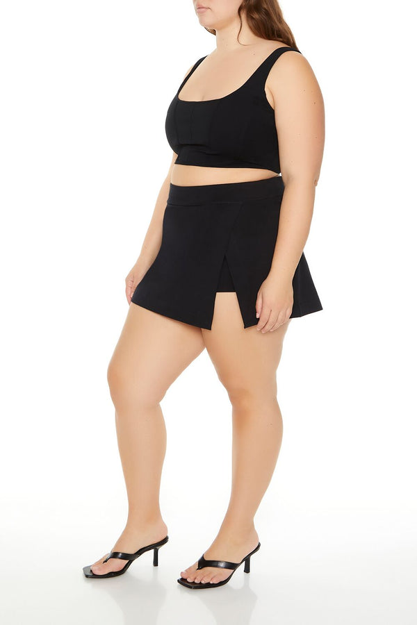 Forever21 Plus Size Tulip-Hem Mini Skirt BLACK
