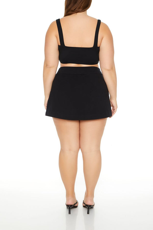 Forever21 Plus Size Tulip-Hem Mini Skirt BLACK