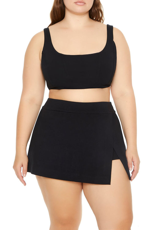 Forever21 Plus Size Tulip-Hem Mini Skirt BLACK