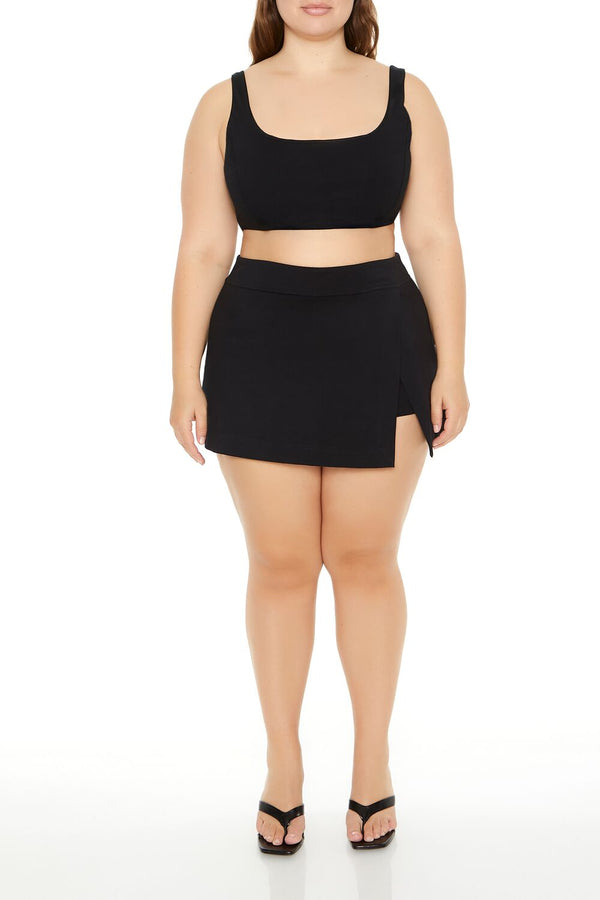 Forever21 Plus Size Tulip-Hem Mini Skirt BLACK