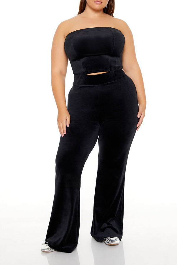 Forever21 Plus Size Velour Cropped Tube Top BLACK