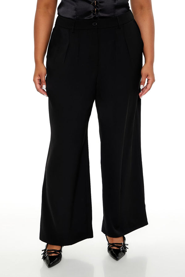 Forever21 Plus Size Wide-Leg Trouser Pants BLACK