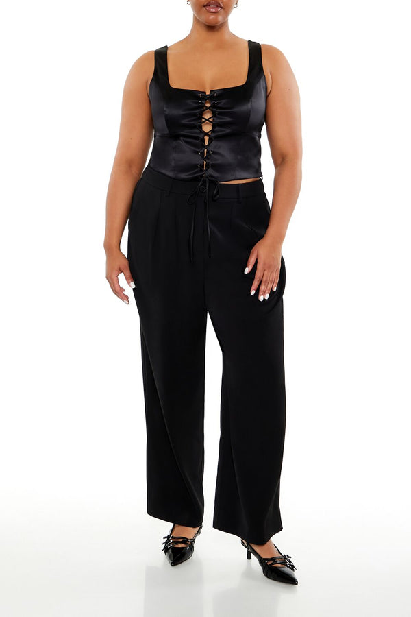 Forever21 Plus Size Wide-Leg Trouser Pants BLACK