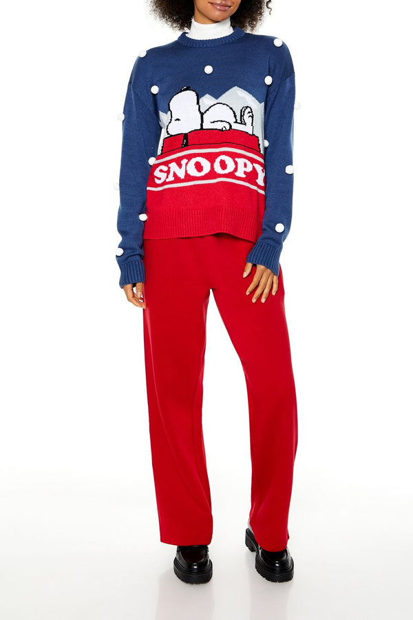 Forever21 Pom Pom Snoopy Sweater BLUE/MULTI
