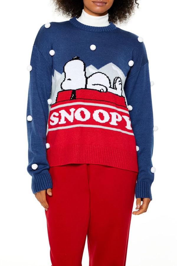 Forever21 Pom Pom Snoopy Sweater BLUE/MULTI
