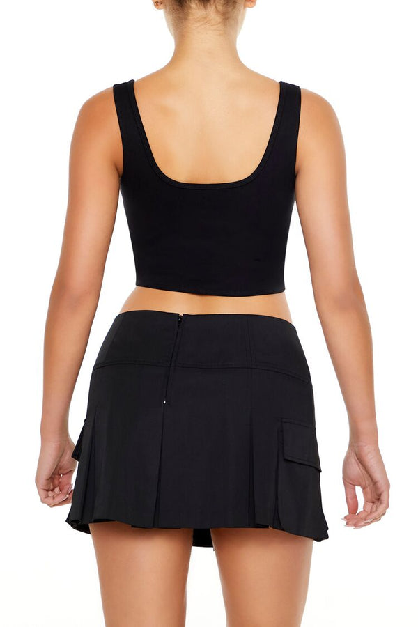 Forever21 Ponte Knit Corset Crop Top BLACK