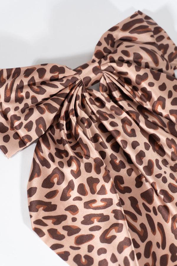 Forever21 Printed Bow Hair Clip BLACK/BROWN