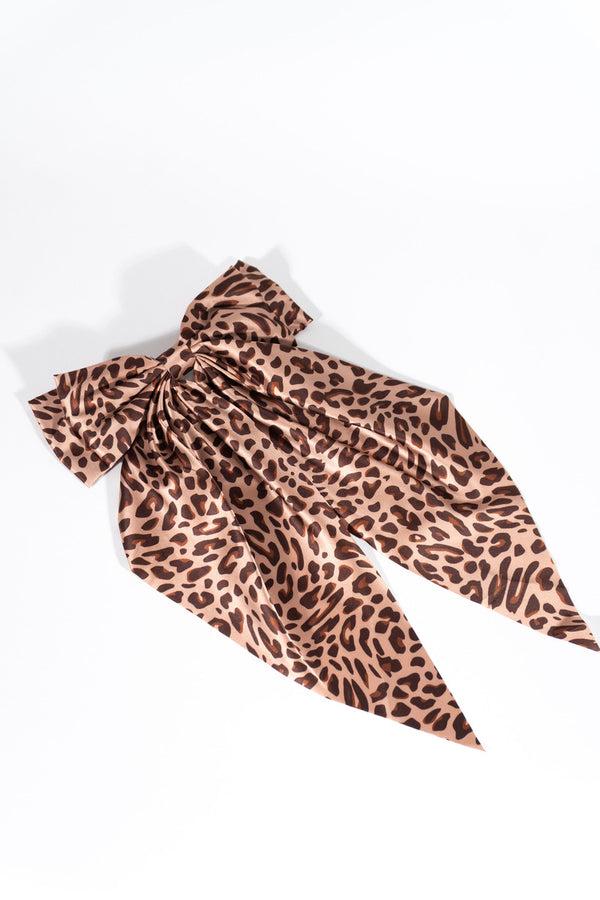 Forever21 Printed Bow Hair Clip BLACK/BROWN