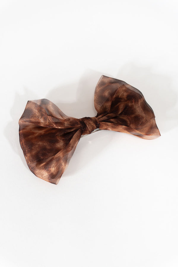 Forever21 Printed Bow Hair Clip BROWN/MULTI