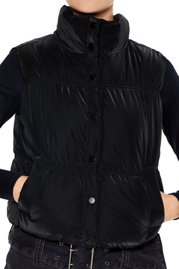 Forever21 Quilted Puffer Vest BLACK