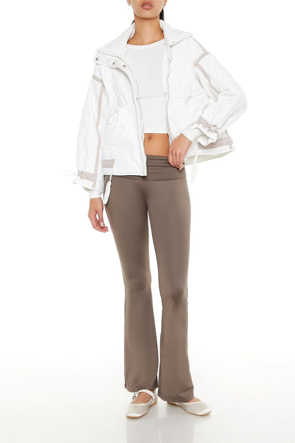 Forever21 Quilted Two-Tone Puffer Jacket WHITE