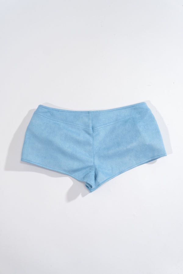 Forever21 Rhinestone Buckle Low-Rise Shorts BLUE