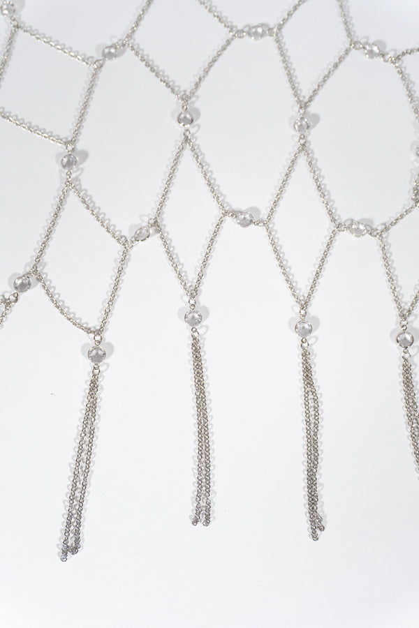 Forever21 Rhinestone Drape Body Chain SILVER
