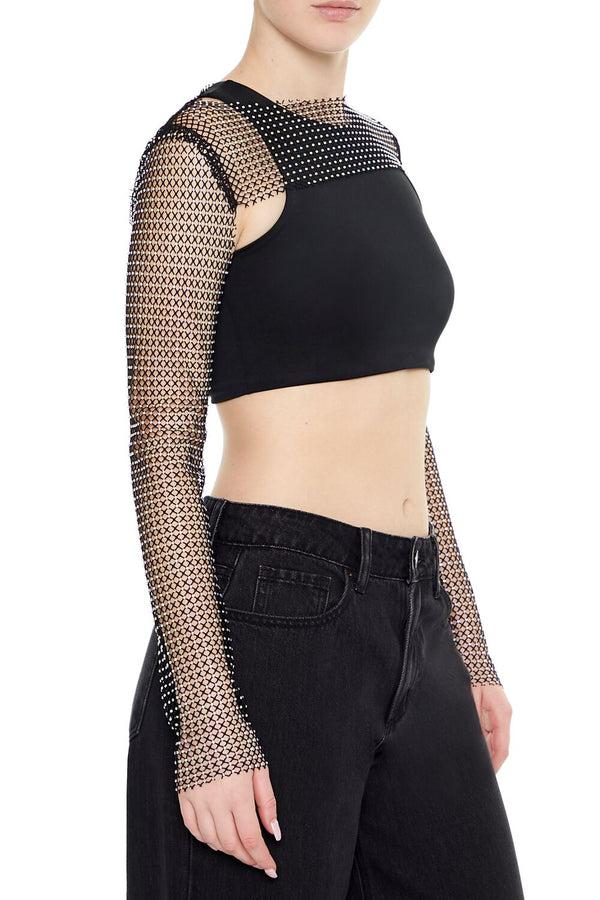 Forever21 Rhinestone Fishnet Shrug BLACK