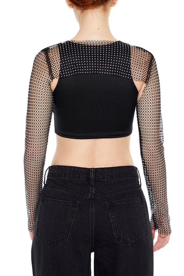 Forever21 Rhinestone Fishnet Shrug BLACK