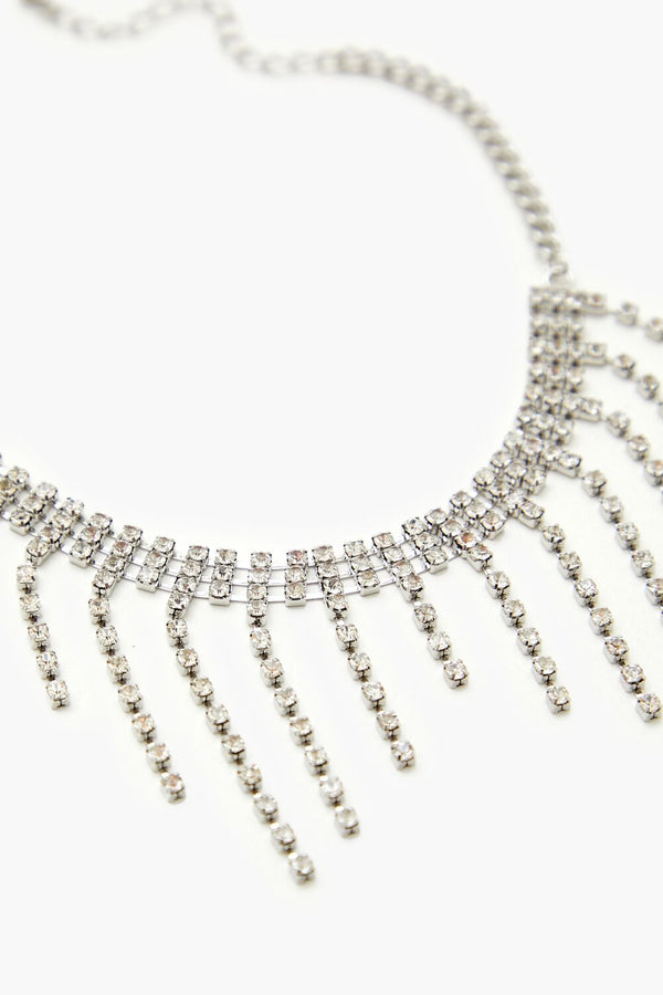 Forever21 Rhinestone Fringe Anklet SILVER/CLEAR